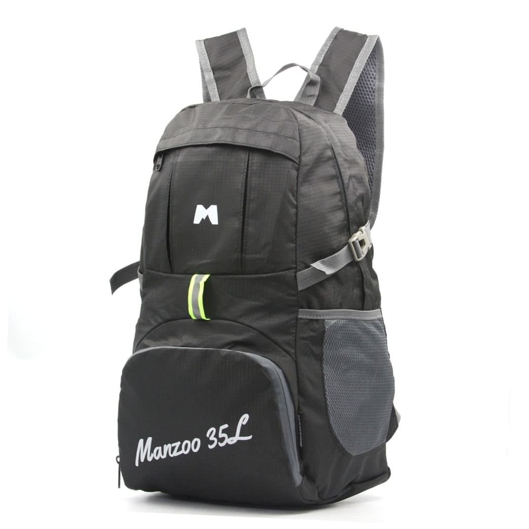 Manzoo 35L Black Light Packable Travel Daypack Backpack Hiking for Men Women