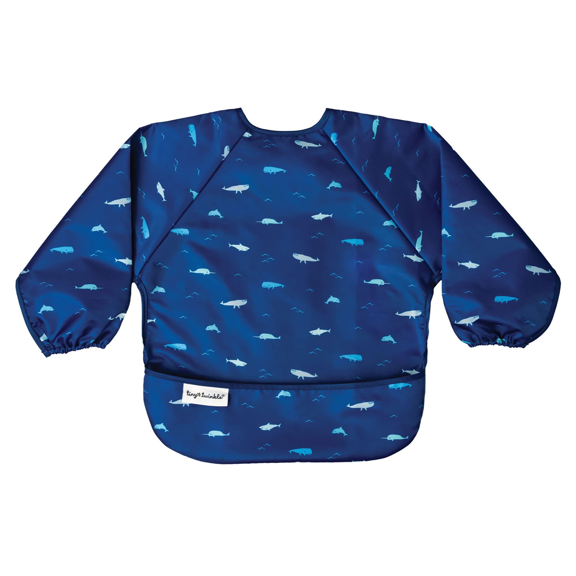 Tiny Twinkle Long Sleeve Bib for Babies & Toddlers | Waterproof Smock Bib for Eating | Machine Washable & Mess-Proof Feeding Essentials | Newborn Shower Gift (Ocean Life, 2-4Y)
