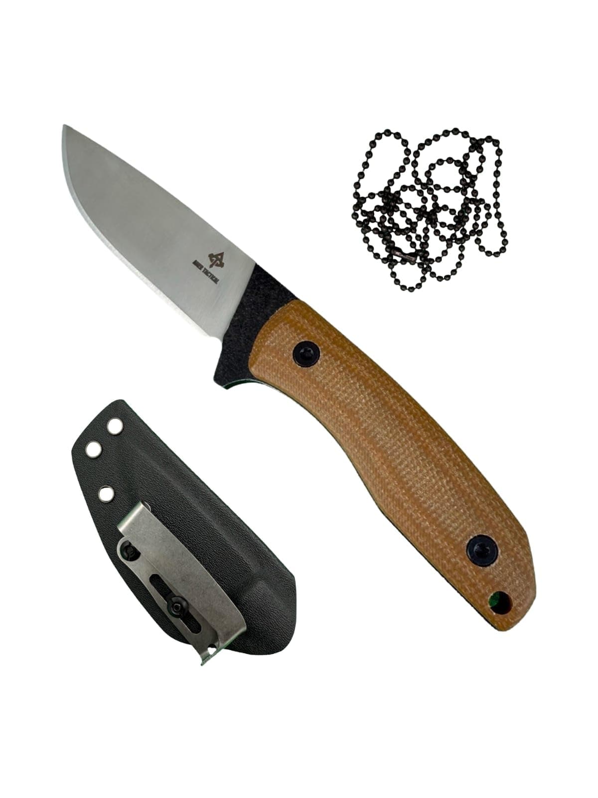 AMER TACTICAL Fixed Blade, 3D Micarta Scales, EDC With Kydex Sheath, Ideal for Skinning, Survival, Camping, Hunting & Outdoors, Tactical Full Tang Knife (B_001)
