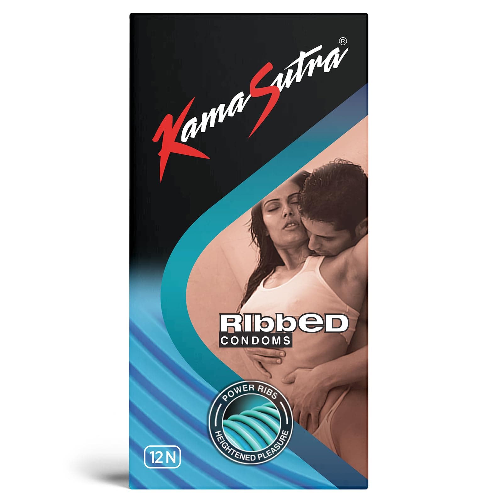 Kamasutra Ribbed Condoms For Men, 12 Count