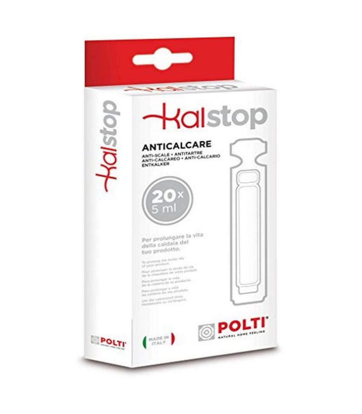 Polti Kalstop 20-Pack Descaler Ampoules Original Accessory - For Use with Varela, Vaporetto, Lecoaspira
