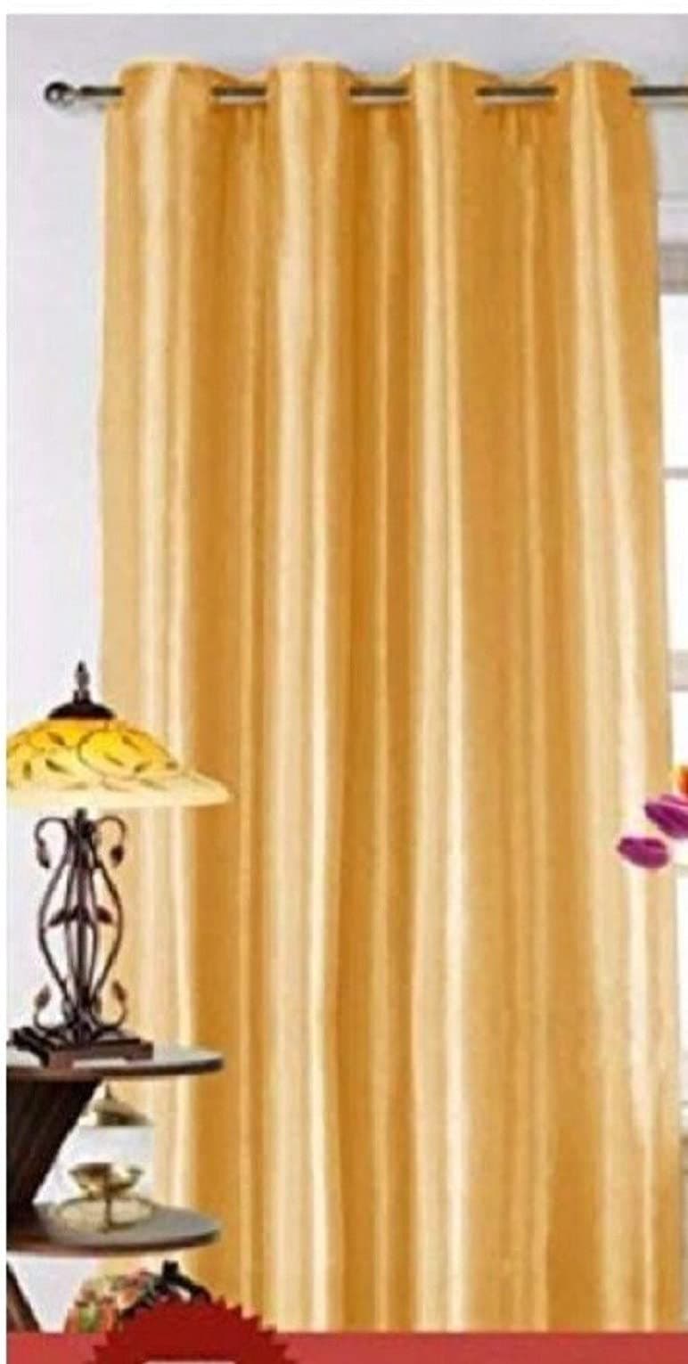 Saawaan Heavy Quality Premium Beautiful Solid Plain Crush Heavy Quality Premium Beautiful Eyelet Window Curtain -5 Feet (1 Piece, Gold)