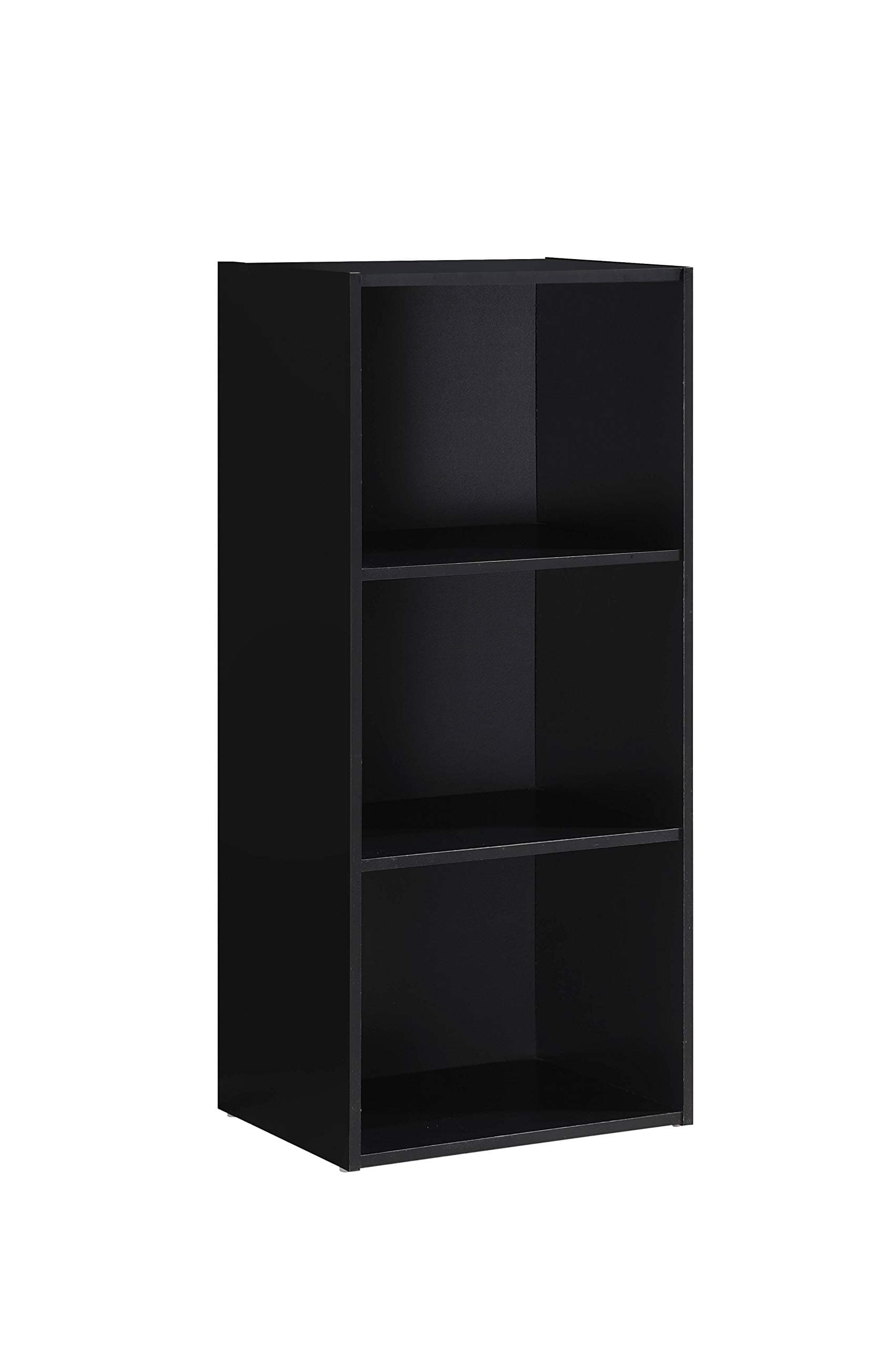 HODEDAH IMPORT Bookcase, Wood, Black, 3 Shelf