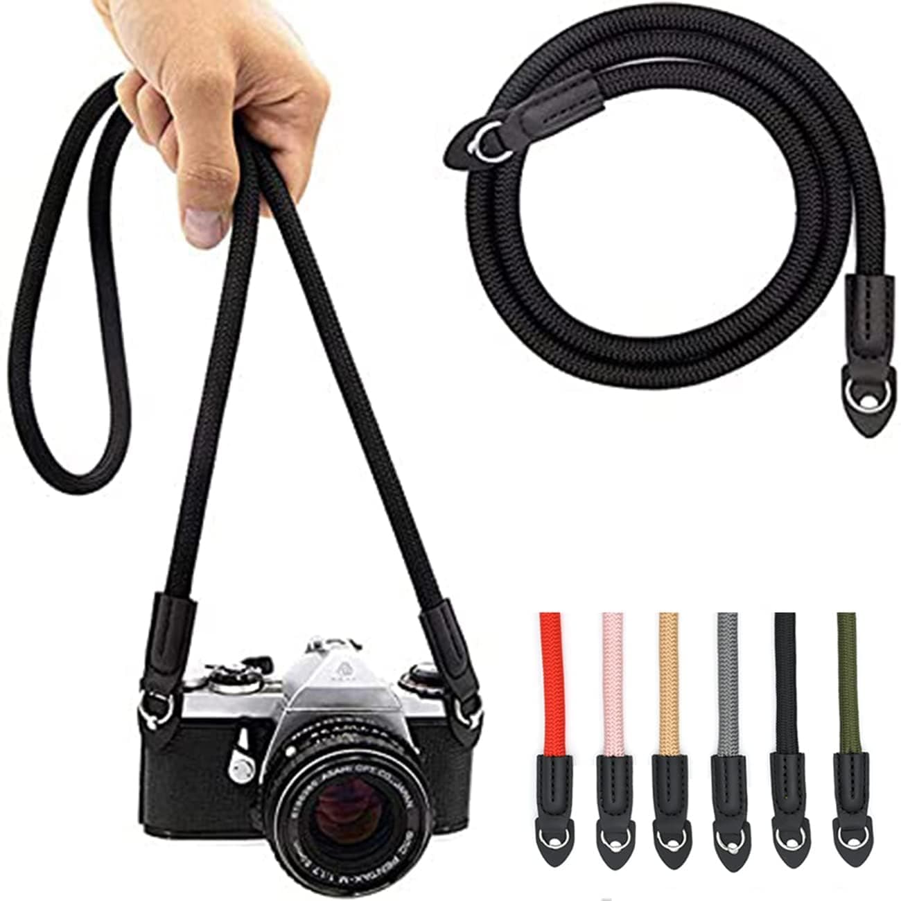 Camera Strap Vintage 100cm Nylon Climbing Rope Camera Neck Shoulder Strap for Micro Single and DSLR Camera, One Size