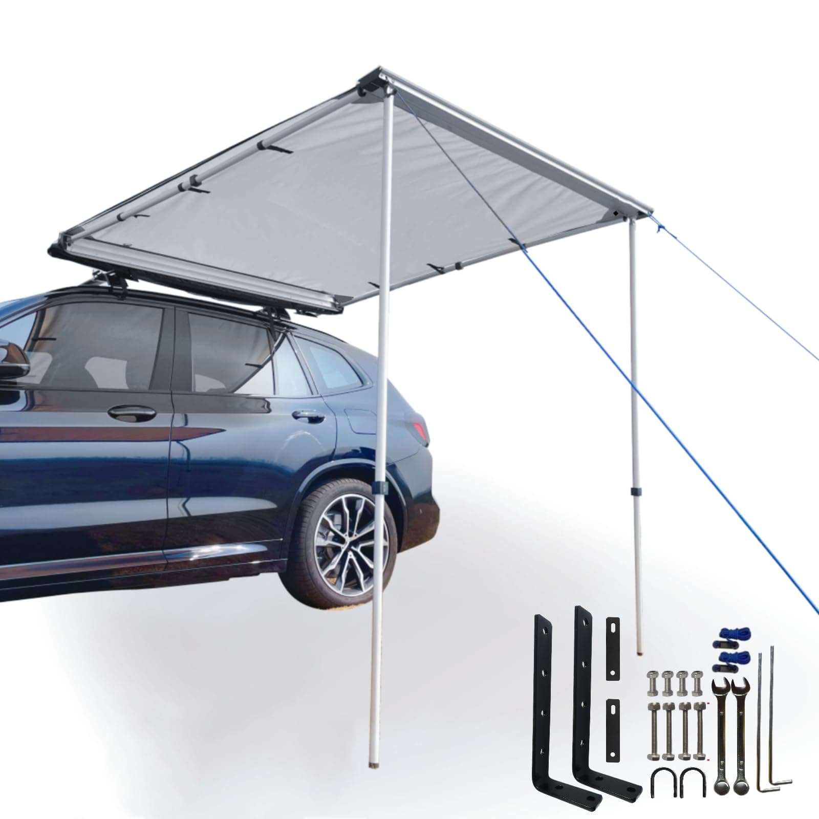 DANCHEL OUTDOOR Car Awning 4.9x6.5ft Roof Rack Pull-Out Sun Shelter Canopy, Waterproof 4x4 Vehicle Side Overland Awning Camping, Gray