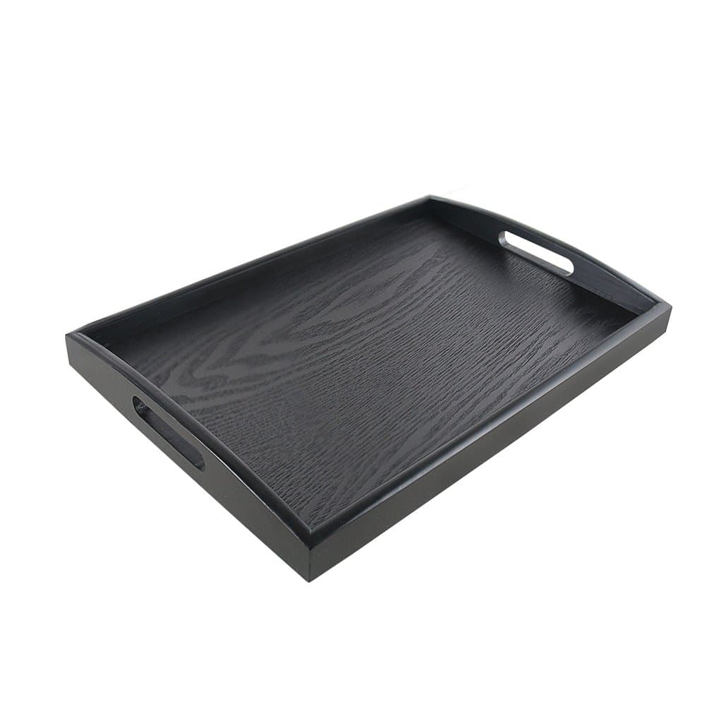 SILILUNWooden Serving Tray Tea Dinner Tray Large Rectangular Platter With Handle 45x35x4.5cm