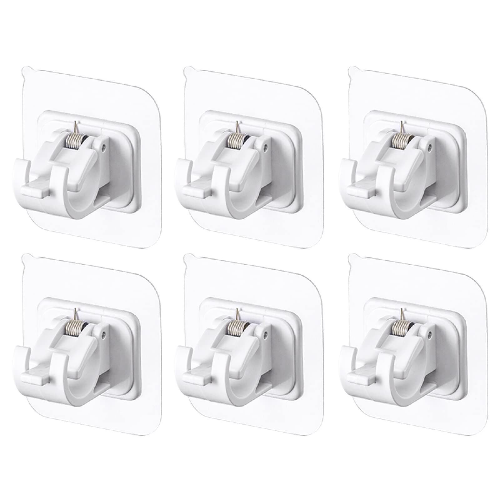 Self Adhesive Curtain Rod Holders, 6 Piece (White)
