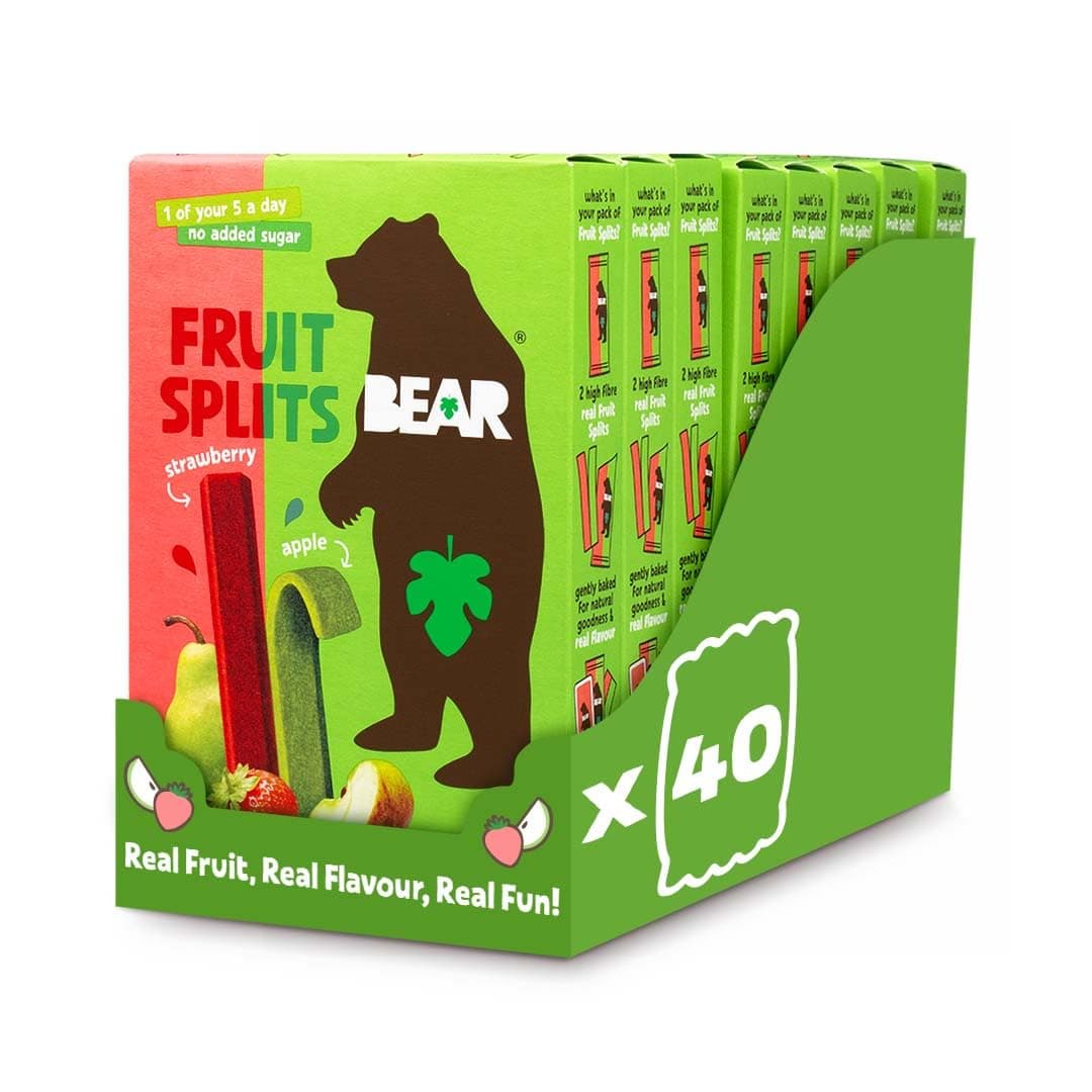 Strawberry & Apple FRUIT SPLITS - Delicious Real Fruit - Healthy - 8 x 5 (40 packs)