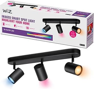 WiZ Colour Imageo Smart Connected WiFi Ceiling Light Spot Fixture [3 Spot - Black]. App Control for Indoor Home Lighting, Livingroom and Bedroom