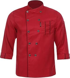 Unisex Chef Coat Mens Womens Long Sleeves Double-Breasted Kitchen Chef Shirt Uniform