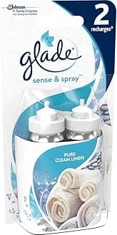 Glade Sense & Spray Air Freshener Refill, Motion Activated Automatic Room Spray and Odour Eliminator for Home, Clean Linen, Duo Pack (2 x 18ml)