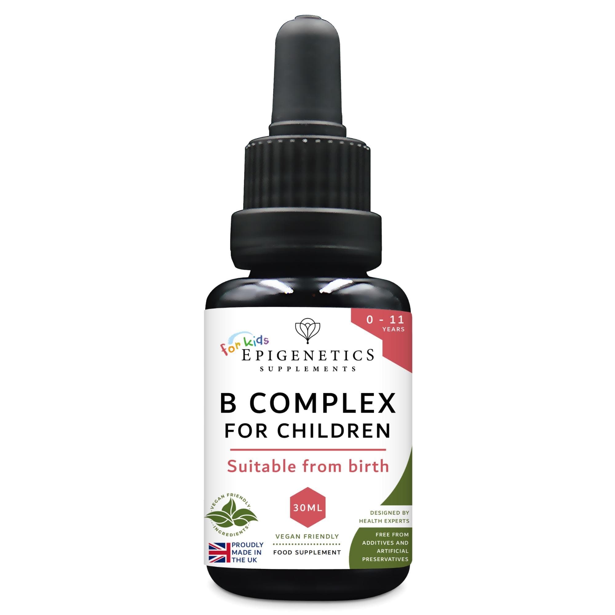 Vitamin B Complex for Children 30ml | 9 B Vitamins Supplement from Birth 0-11 Years | Newborn Baby Kids Sugar Free UK Made Vegetarian Liquid | Long Suppy. 1 Drop Daily
