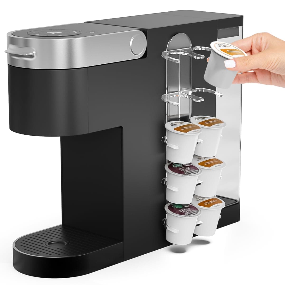NiHome Acrylic Coffee Pod Holder for Keurig, Side Mount Coffee Pod Capsule Organizer & Storage for K-Cup Pods, Space-Saving for Small Countertops (Clear, 1 Pack for 10 K Cups)