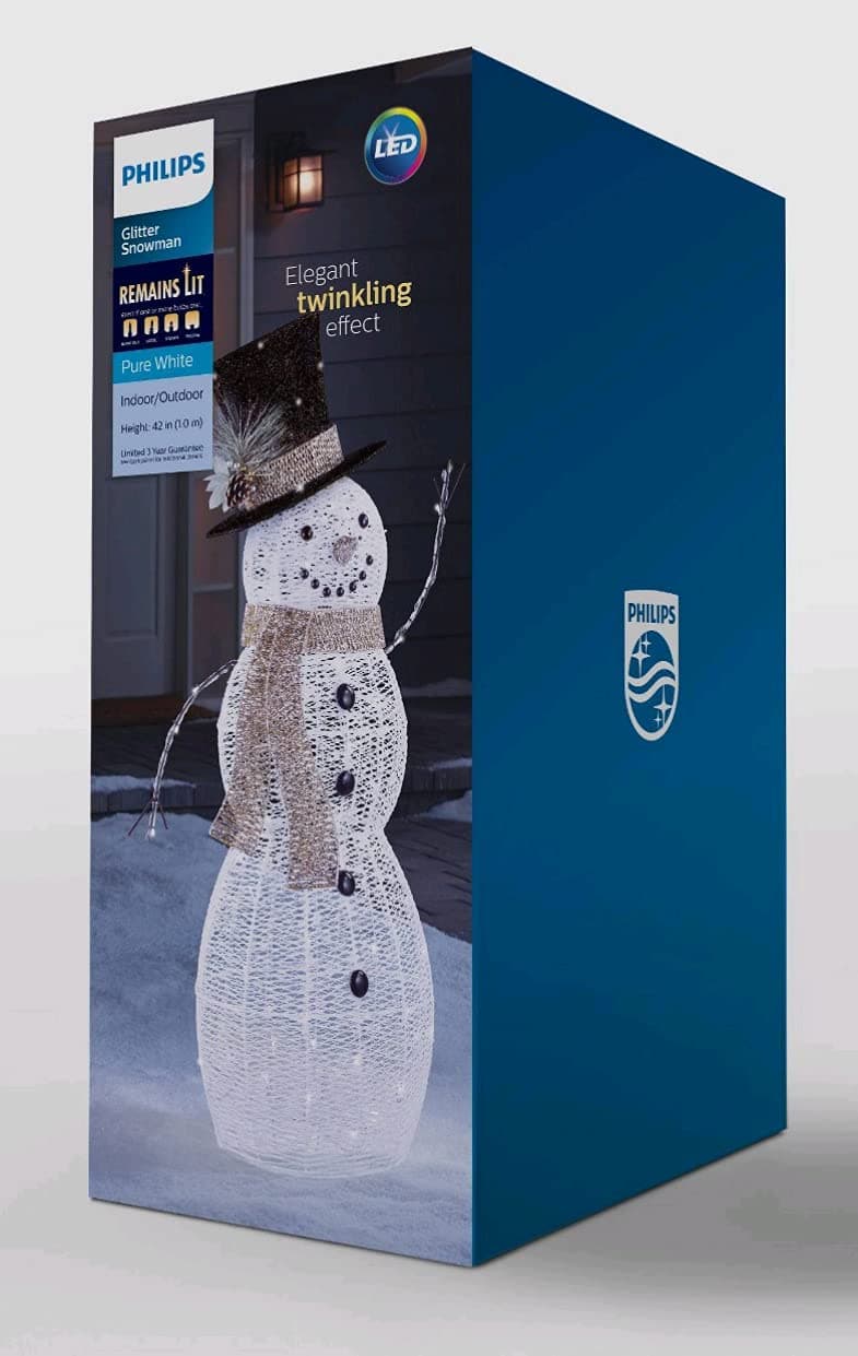 PHILIPS 42" Twinkling Glitter Snowman - Pure White
