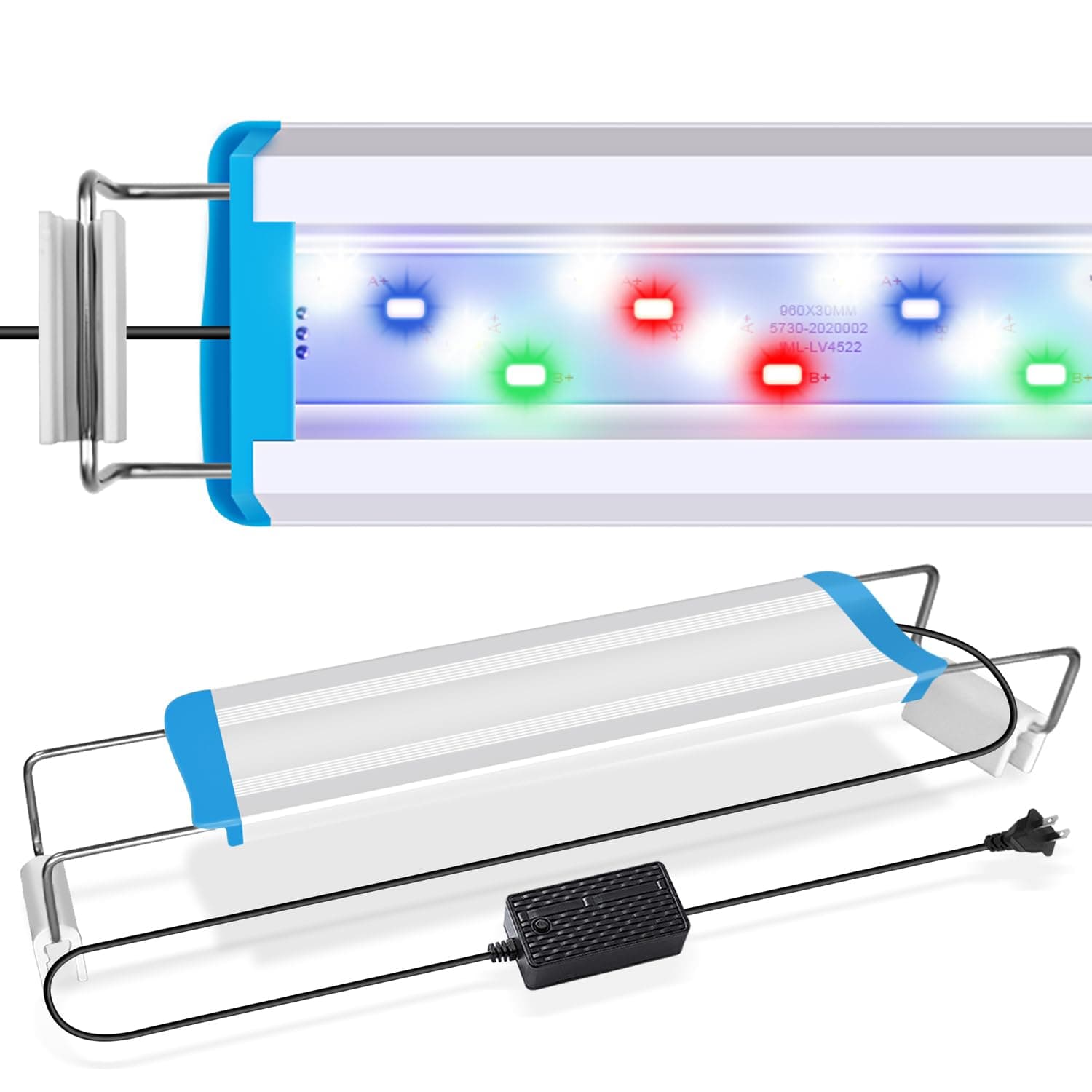 KZKR LED Aquarium Light, Full Spectrum Fish Tank Light with Extendable Brackets,for 7"-11" Freshwater Fish Aquariums, Coral Reef & Plant Growth, Multi-Color LED Fish Tank Lights