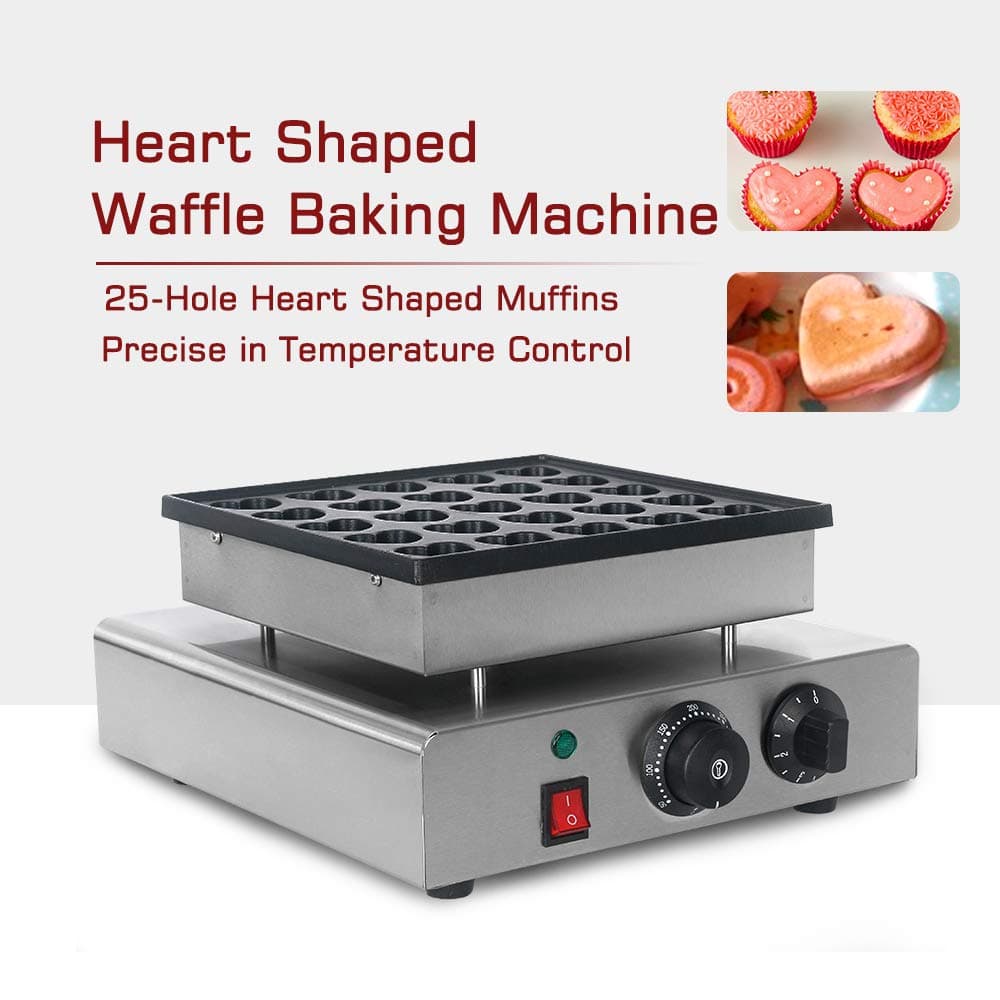 TRUSTME Heavy Duty Waffle Maker Waffle Iron 25pcs Heart Shape Waffle Maker 50-300℃ Commercial Non-Stick Electric CE Certification 220V-240V