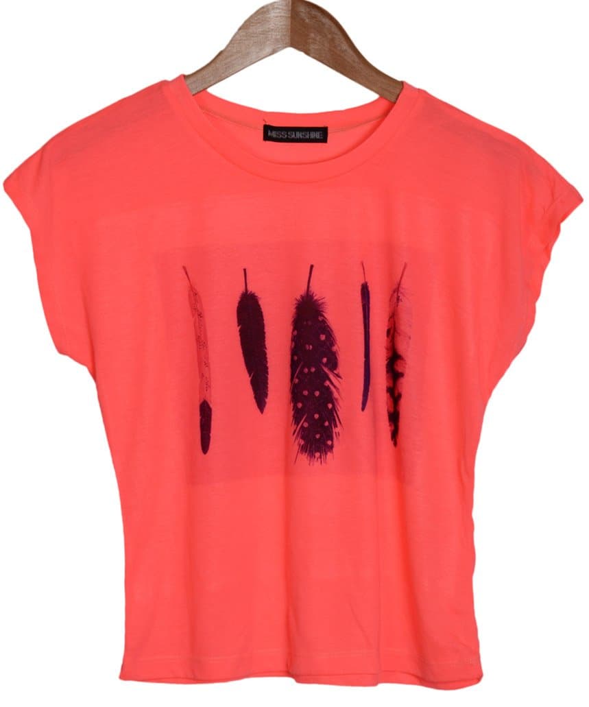 Tingtang Cute Feather Print Crop Top