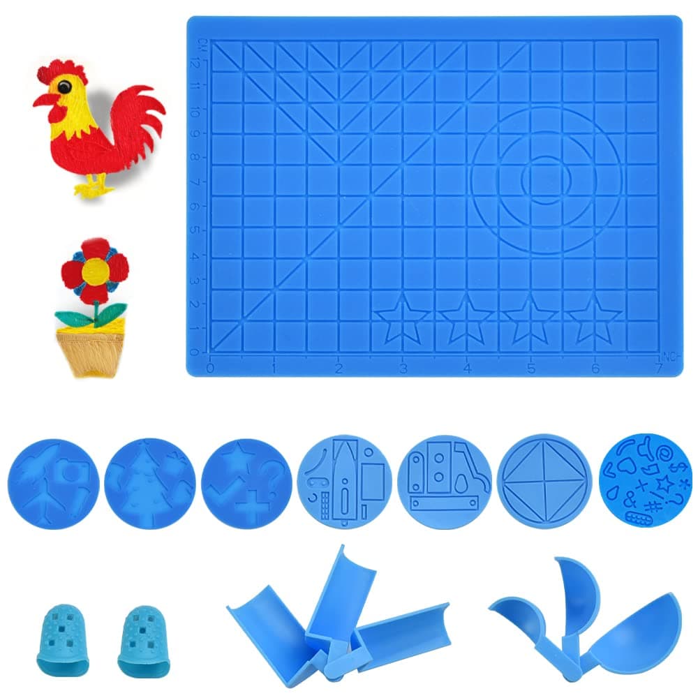 3D Pen Mat 3D Printing Pen Silicone Design Mat 3D Printing Pen Pad 3D Pen Accessory Drawing Mat 3D Pen Drawing Tools With Templates & Finger Caps for 3D Beginners Kids and Adults (15*20 cm)
