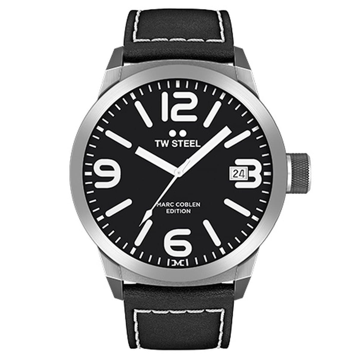 TW Steel Marc Coblen Edition with a leather strap, 50 mm, black, TWMC54