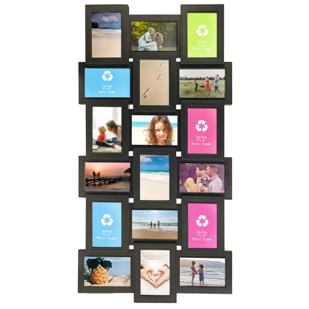 Calenzana 4x6 Multi Picture Frames Collage 18 Openings Multiple Photo Frame for Wall Hanging, Black