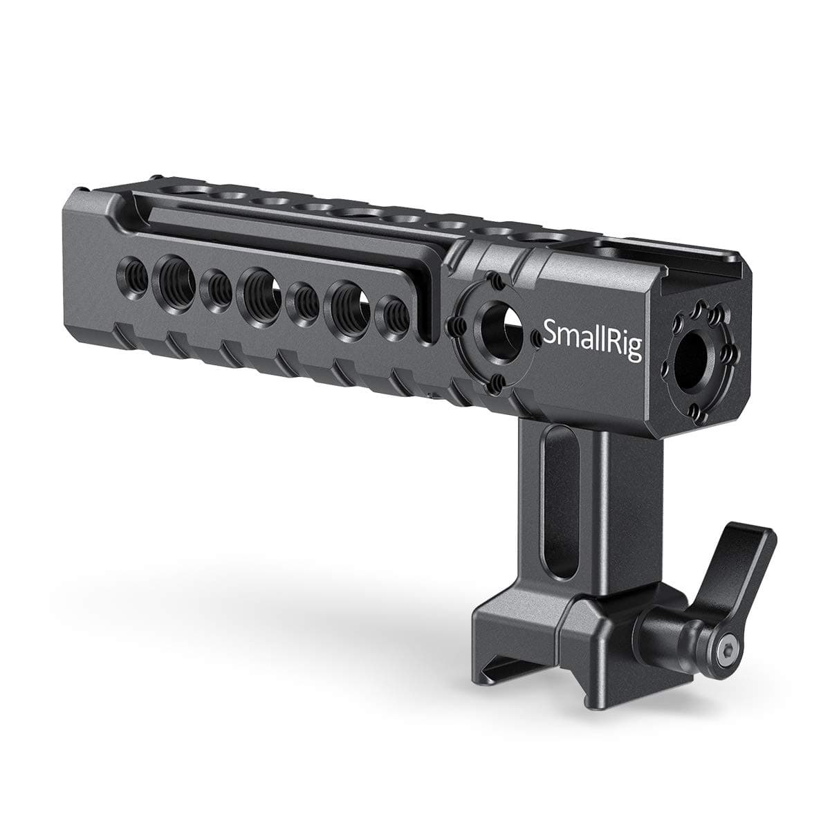 NATO Top Handle Quick Release Handgrip, Built-in Cold Shoe Mount, 1/4''-20 and 3/8''-16 Thread Holes, Locating Holes for ARRI Standard, Back/Forward Adjustable - 1955