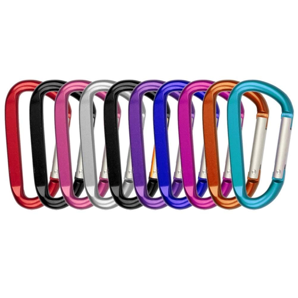 nuoshen 10 Pieces D-ring Carabiners, Multicolor D-Ring Keychain Carabiners Locking Carabiners Climbing Carabiners Clip for Outdoor Home RV Camping Fishing Hiking Traveling