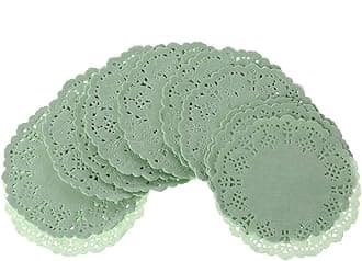 100pcs Lace Paper Doilies Placemats Box Gift Wrap Paper For Wedding Table Decoration Mat, Green