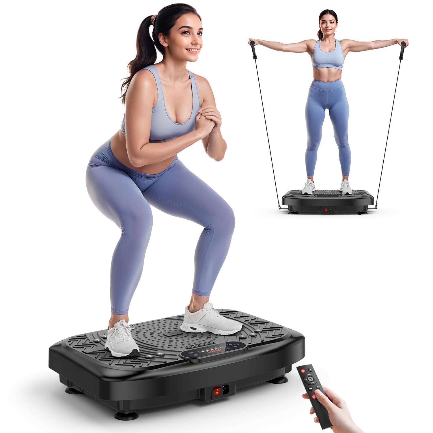 Vibration Plate Exercise Machine Weight Loss, Full Body Workout Vibration Plate Lymphatic Drainage, 199 Adjustable Speeds Power Shaping Vibrating Plate 450 Lbs Capacity Fitness Platform