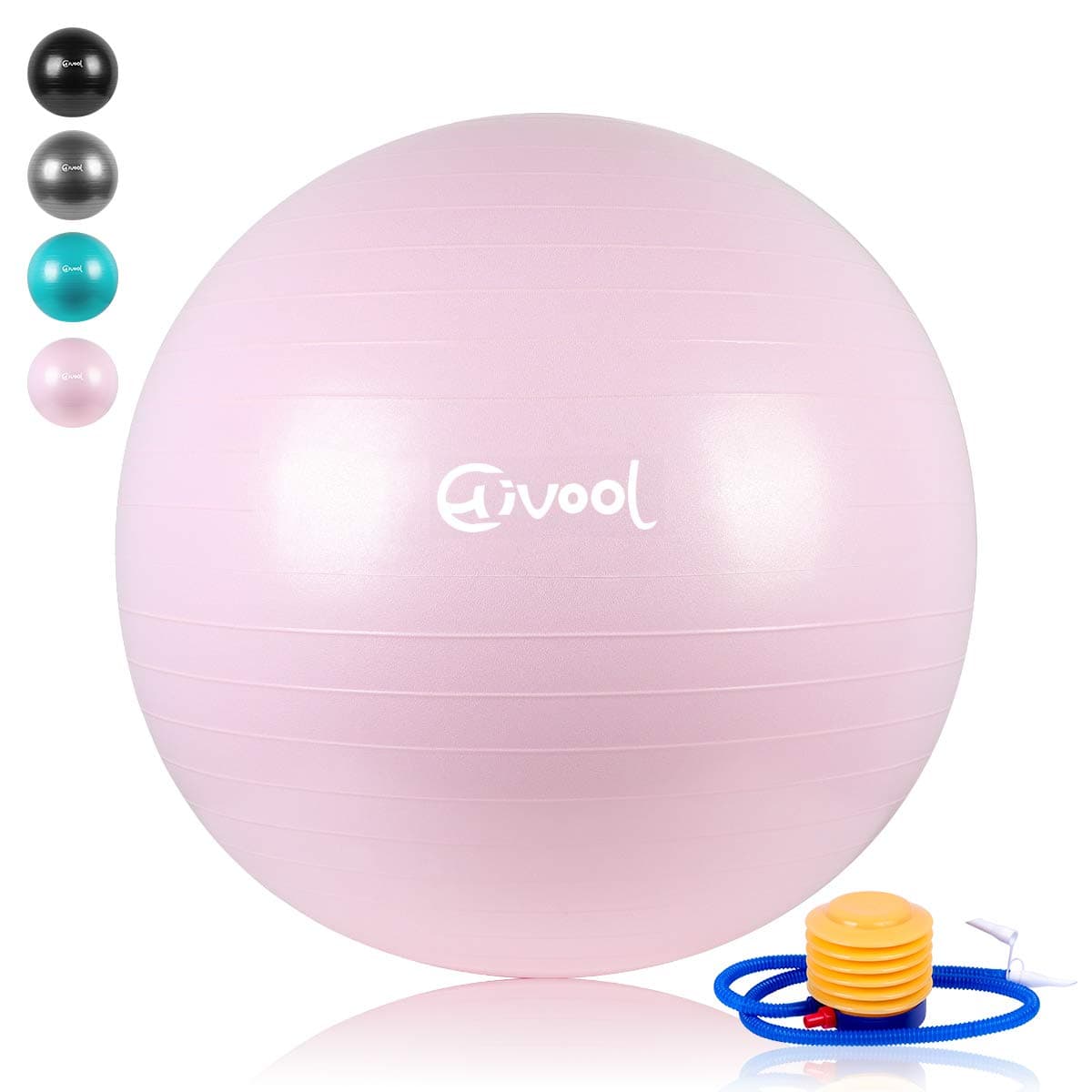 Hivool Exercise Ball(55cm/65cm/75cm/85cm) Thickened Anti-Burst&Anti-slip Gym Ball with Quick Pump,Yoga,Swiss,Birthing,Pregnancy,Therapy Ball Supports 2200lbs(Black/Gray/Blue/Pink)¡