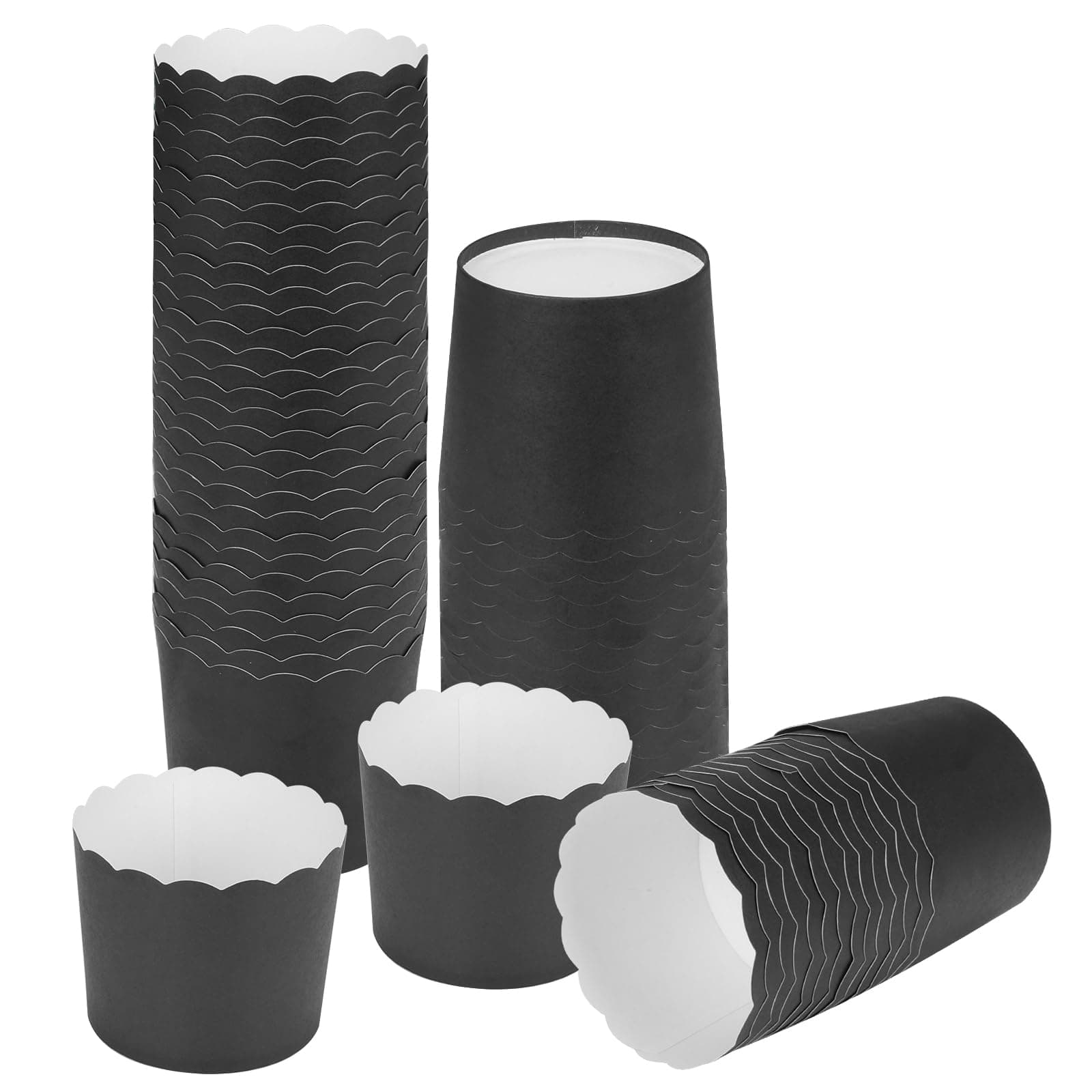 Paper Baking Cups 60-Pack Large Greaseproof Baking Cups Cupcake Muffin Cases Disposable Cupcake Wrappers For Birthday Baby Shower And Party Decorations-Pure Black
