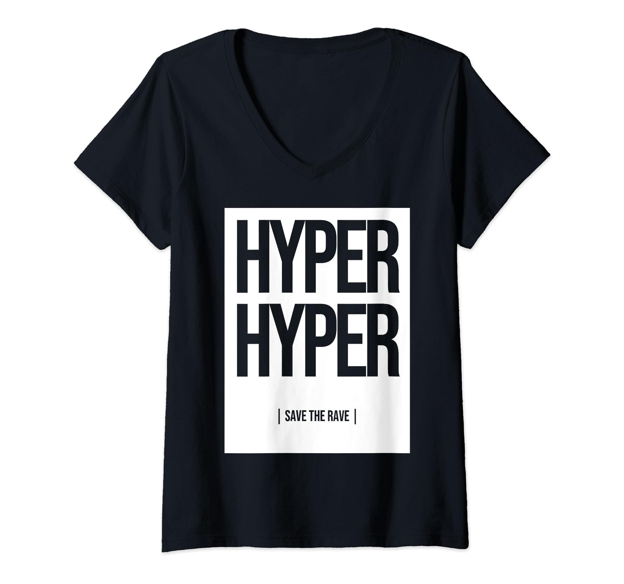 mytechnoshirtsWomens Hyper Hyper | 90s Rave, Festival, Fun, Techno V-Neck T-Shirt