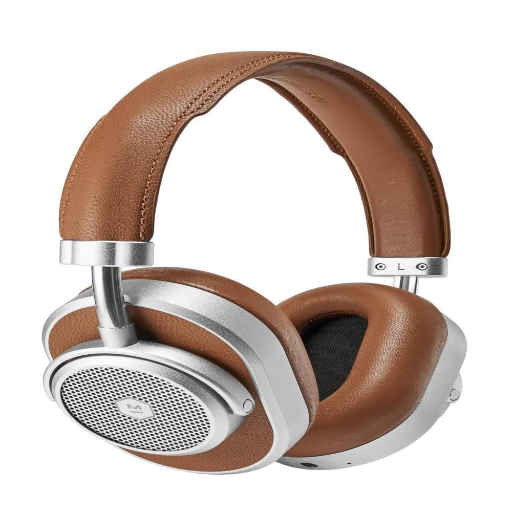 Master & Dynamic MW65 Active Noise-Cancelling (Anc) Wireless Headphones – Bluetooth Over-Ear Headphones with Mic, Silver Metal/ Brown Leather