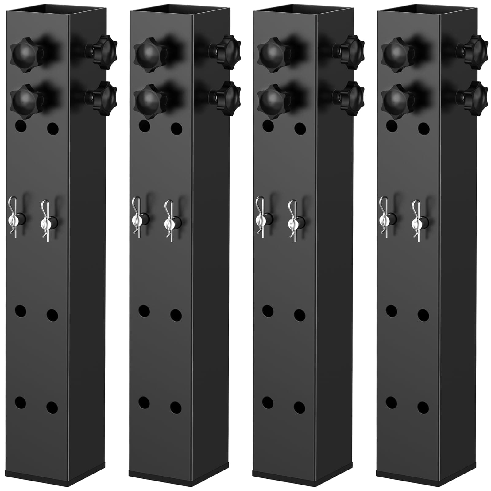 2025 Up Grade 4 Pack Carbon Steel Dorm Bed Riser 2.4" Diameter Metal Bed Riser for Square Wooden Bed Frame, Table Adjustable to 3.2", 5.1", 8.1" or 11.2" Height (for Bed Leg 2.3-3.1")