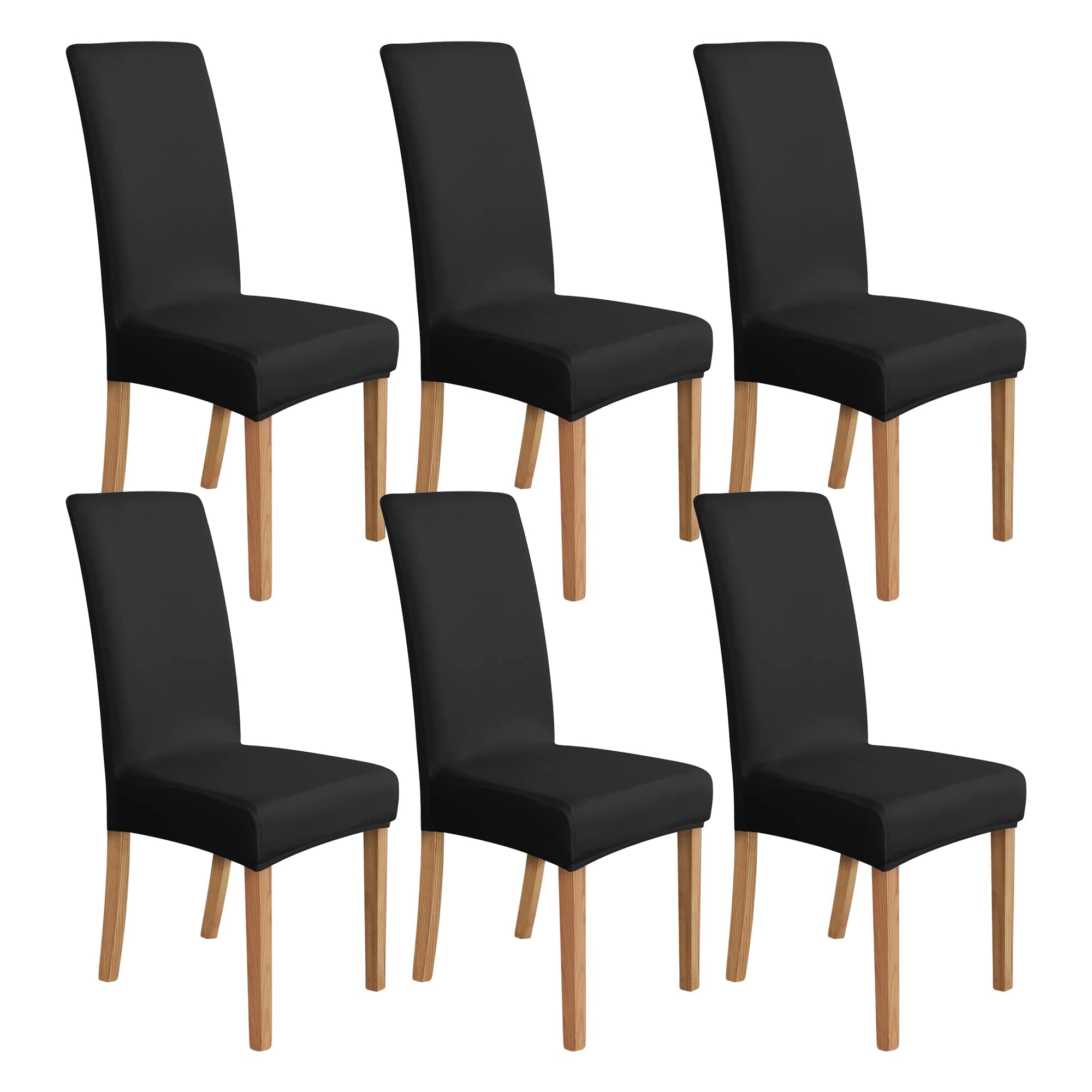 Amazon Basics Dining Chair Covers, Stretch Parson/Dining Chair Slipcover, Removable Washable Chair Protector for Home/Restaurant/Banquet, Black Pack of 6