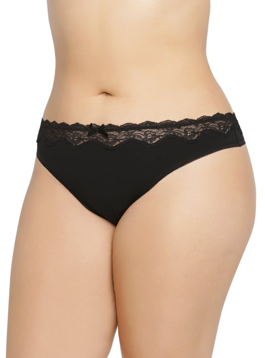 Torrid Cotton Lace Trim Thong Black 5