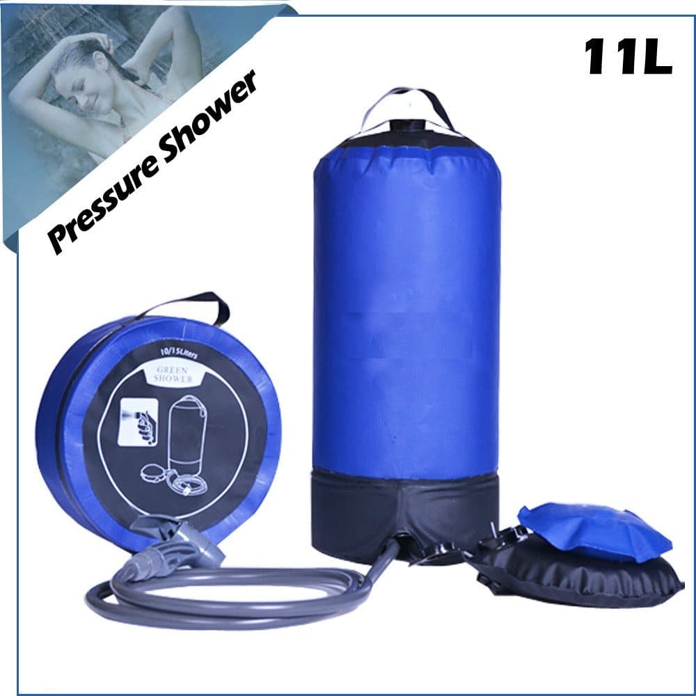 Plastic Model Pressurized Solar Camping & Rinse Shower, Great for Camping, Rinsing, Backpacking, Surfing, Paddle Boarding, Beaches, Hiking, 2.9 gallon