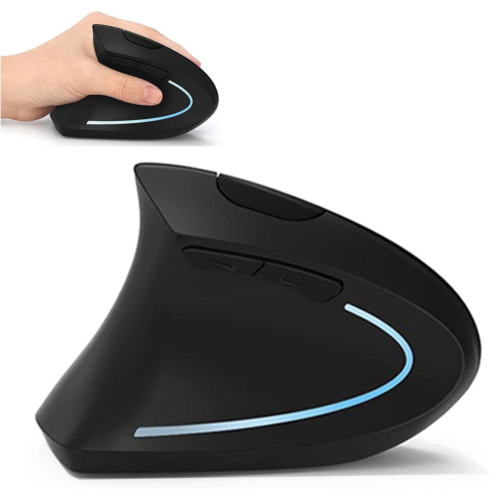 Lekvey Left Handed Mouse, Wireless 2.4 GHz USB Lefty Left Hand Ergonomic Vertical Mouse, Less Noise - Black