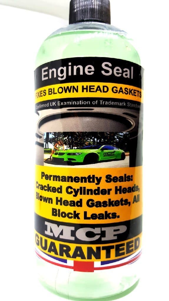Engine Seal, fixes most leaks in all types of water cooled engine including cracked heads, head gasket failures, cracked blocks, radiators, heater cores