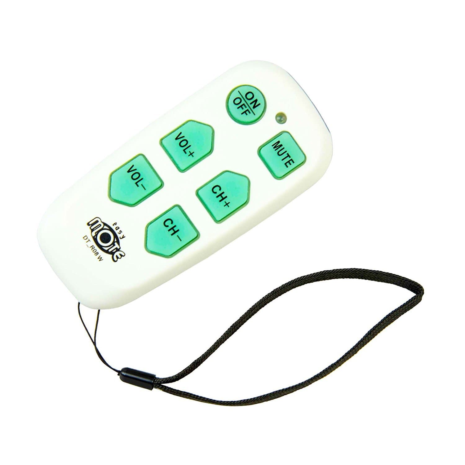 Universal Big Button TV Remote - EasyMote | DT-R08W. Backlit, Easy Use, Smart, Learning Television & Cable Box Controller, Perfect for Assisted Living Elderly Care. White TV Remote Control
