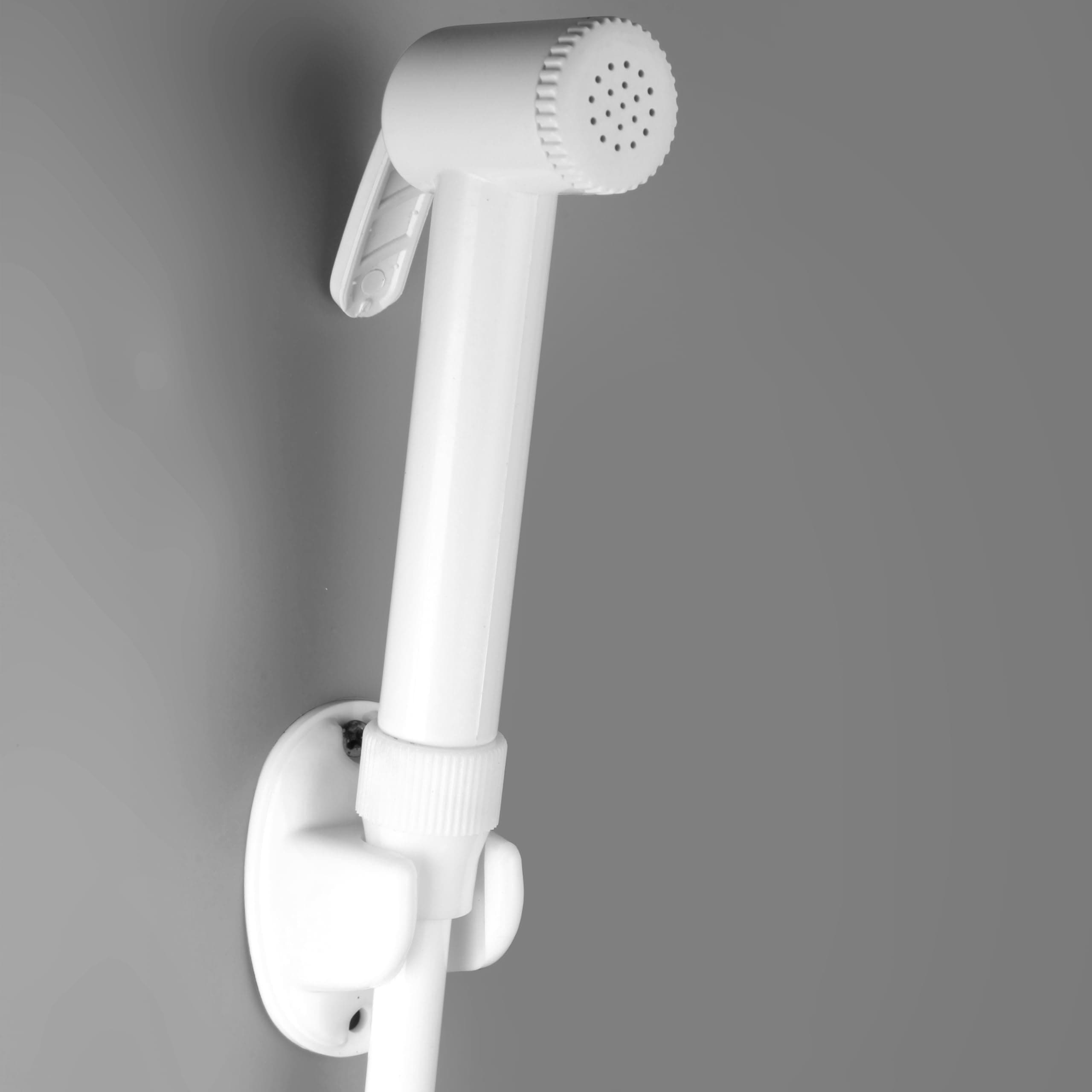 Waterman Basic Health Faucet (ABS Material) with 1.5 Mtr. Hose Pipe and Hook Jet Spray for Toilet Bidet Sprayer Health Faucet for Toilet Gun Handheld Faucet Toilet (White)