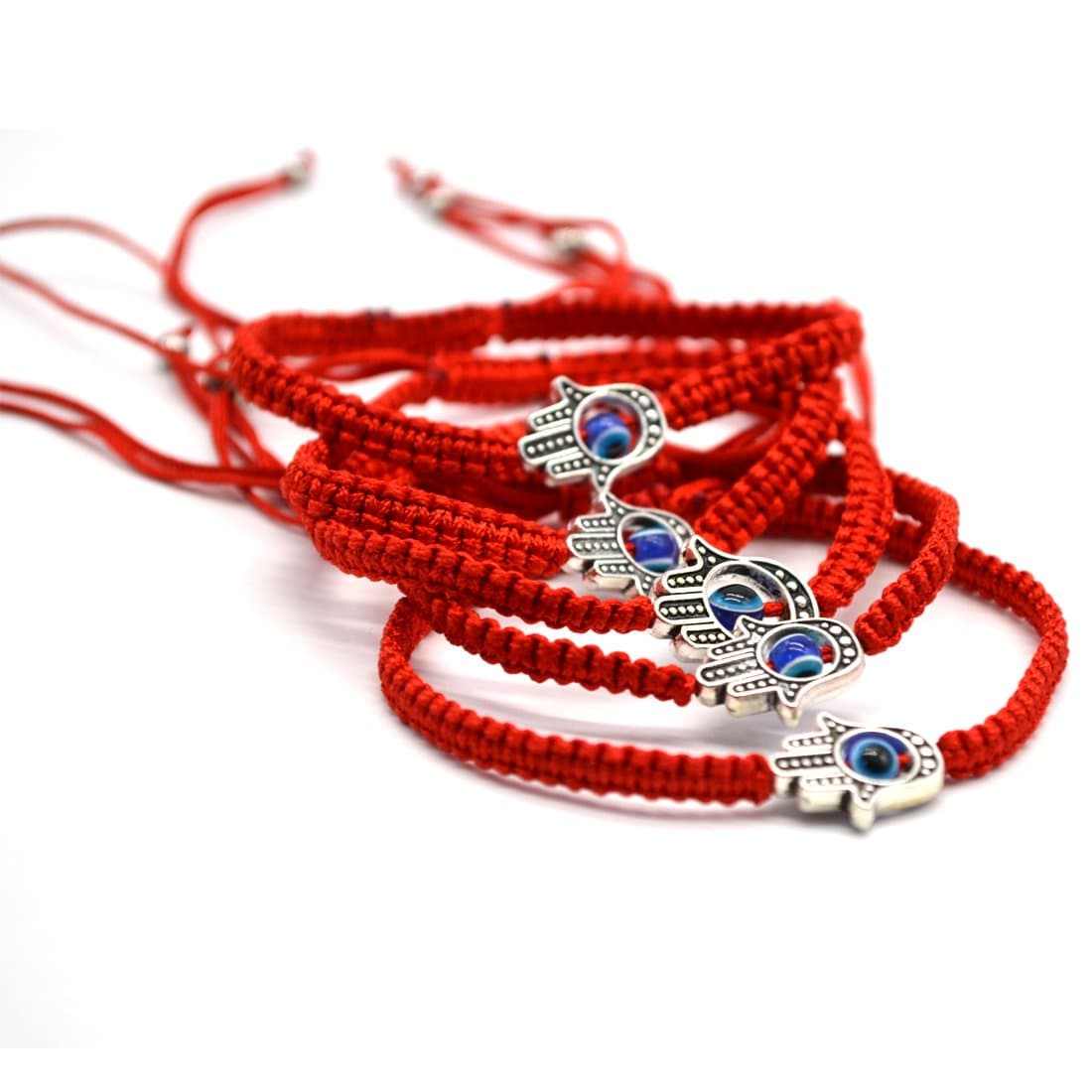 MAYMII·HOME 6 pcs Lucky Hamsa Red String Line Kabbalah Bracelets Bracelet Bangle Braided String Cord and Rotating Evil Eye Hamsa Hand - Jewish Amulet Pendant Jewelry for Success and Lucky