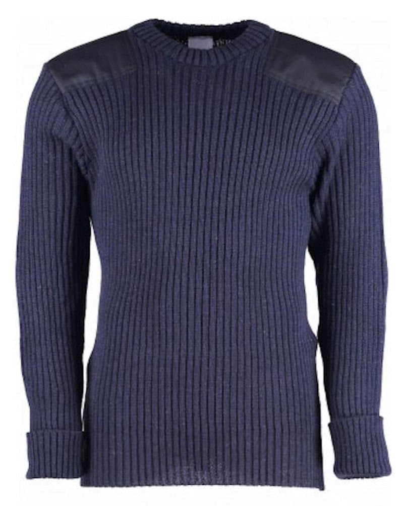 British Commando Sweater Woolly Pully Crew Neck (X-Small (32-34 inch), Navy Blue)