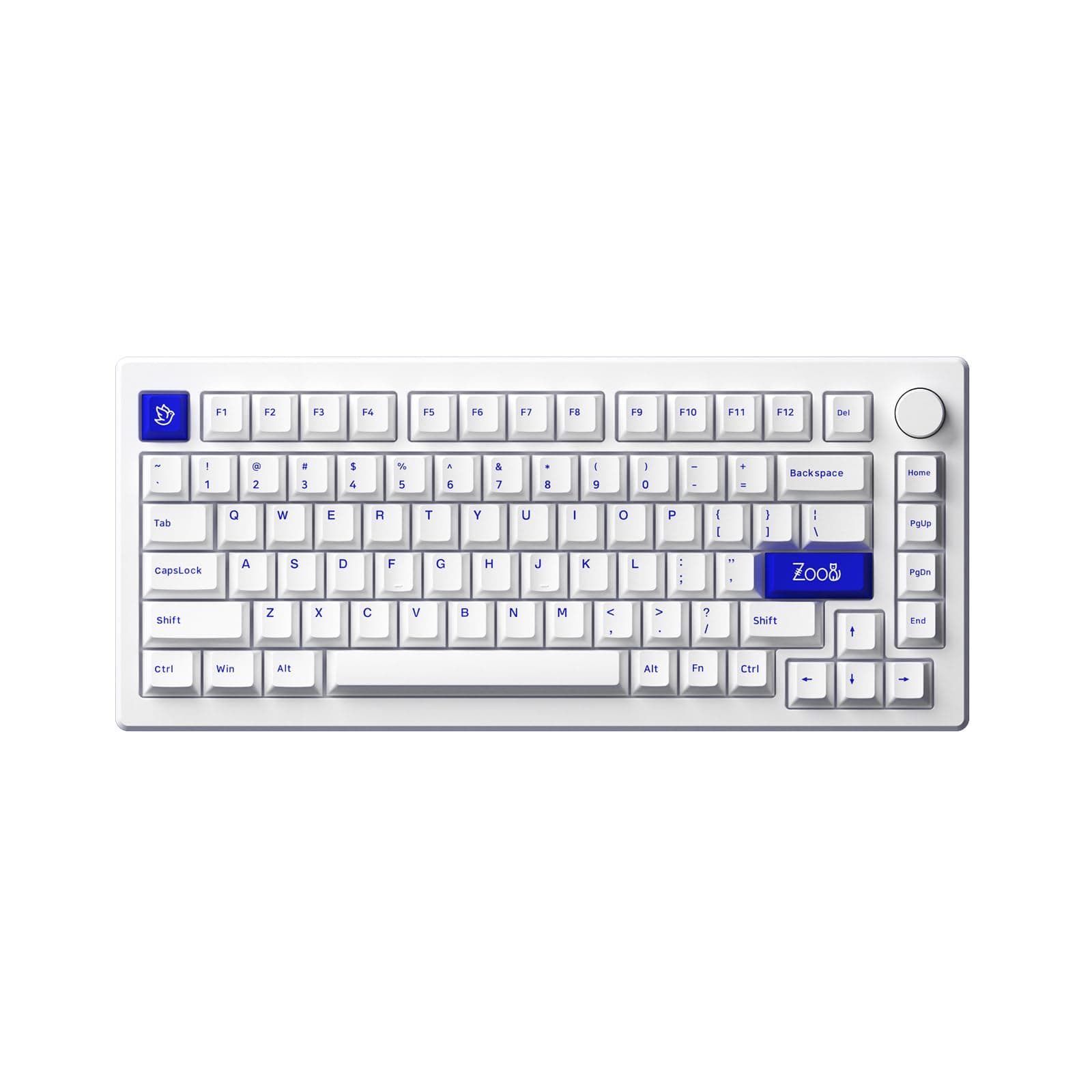 Akko MOD 007 PC Mechanical Gaming 75% Layout Keyboard with Blue on White Cherry Profile Double Shot Keycaps Piano Switch