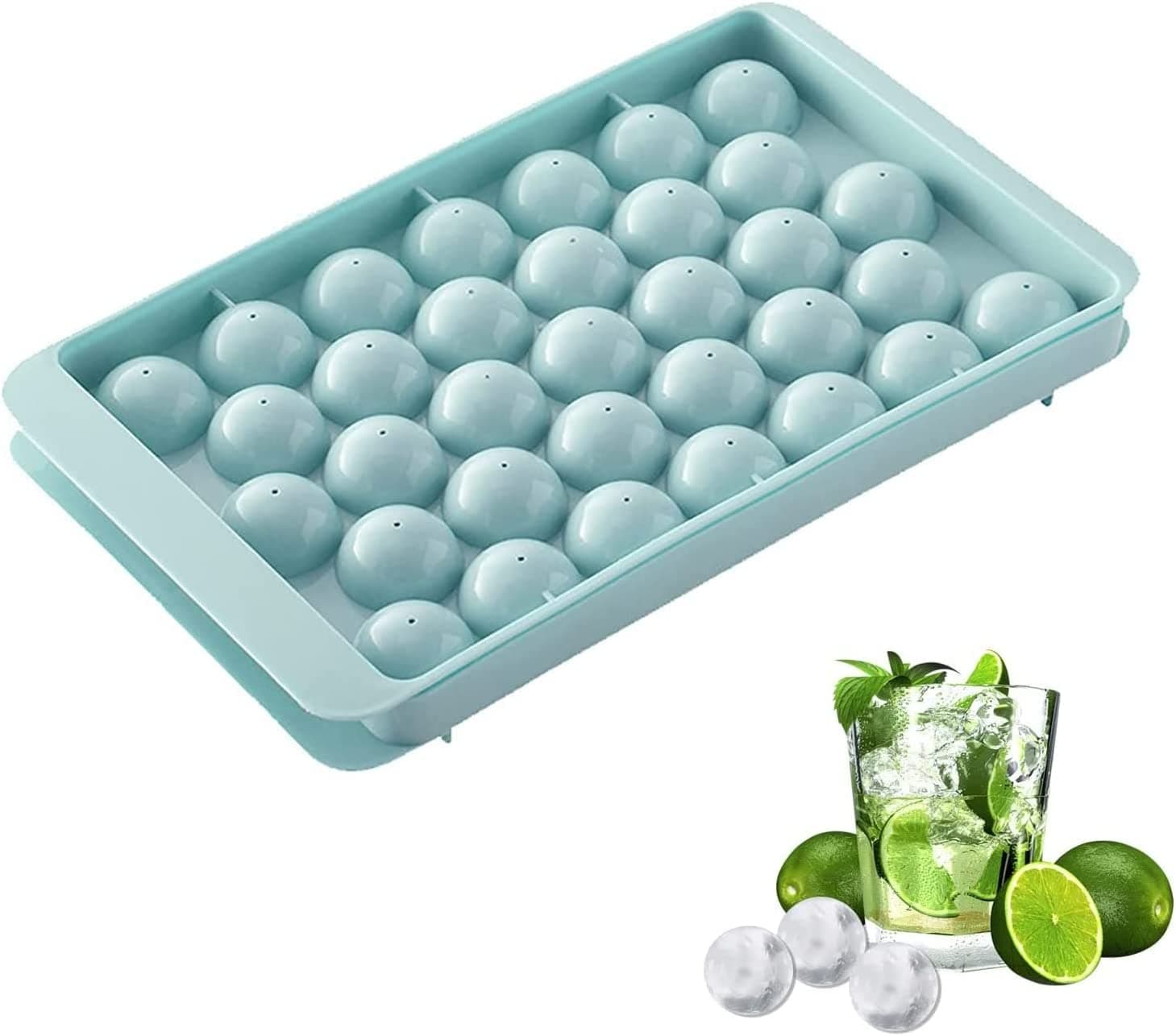 Biella™ Multicolor Ice Cube Tray with Lid -Round Ice Ball Maker Mold for Freezer - Mini Circle Ice Cube Tray Making for Sphere Ice Chilling Drinks Juice Coffee etc