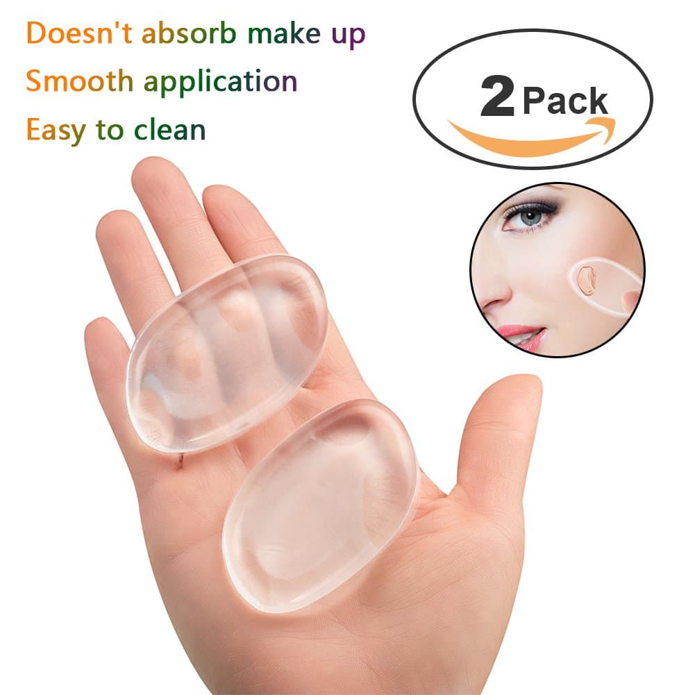 Silicone Makeup Sponges Clear Makeup Sponge Clear Applicator & Blender for all Liquid Gel Foundation BB CC Cream [Washable & Reusable] -2pc Leaf