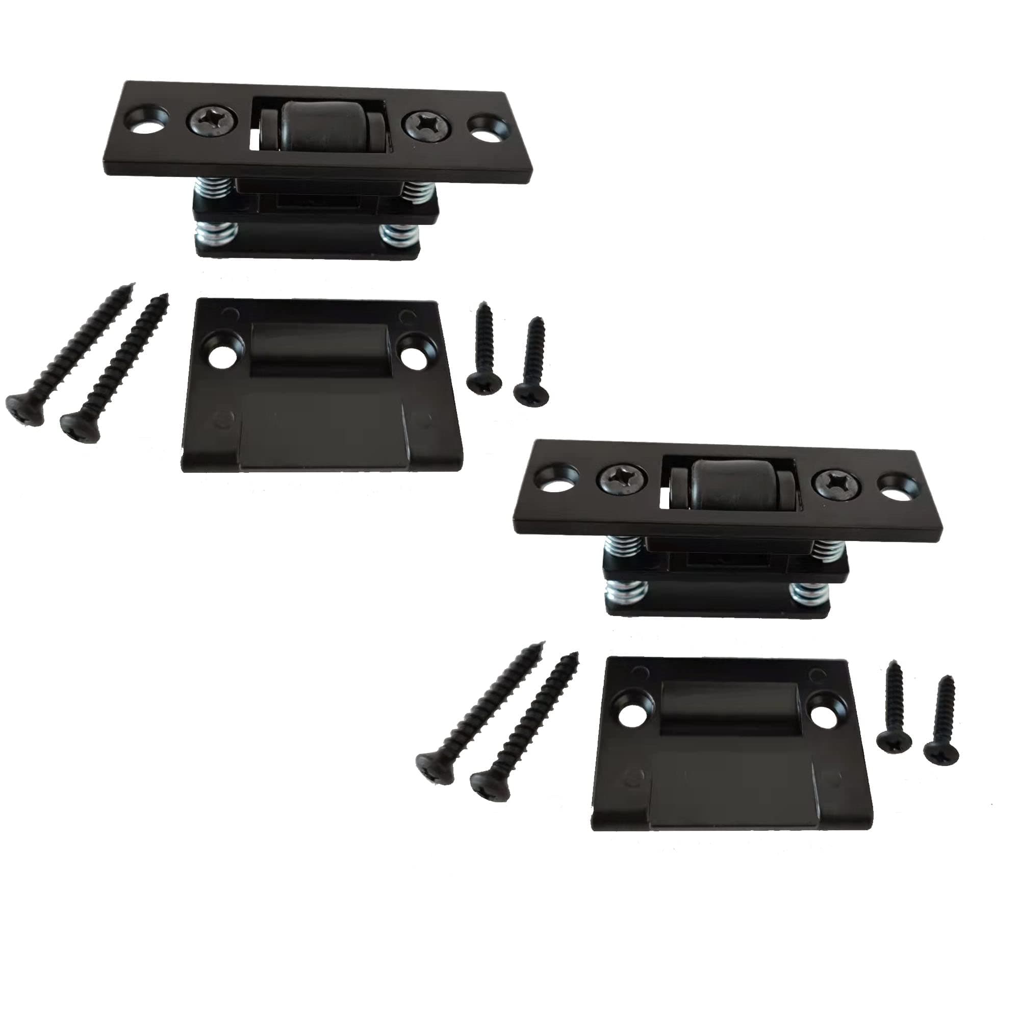 ドアボールキャッチ 高耐久 ソリッドブラス サイレントドアローラーキャッチ 調節可能なスクエアストライク付き サテンブラック 2個パック