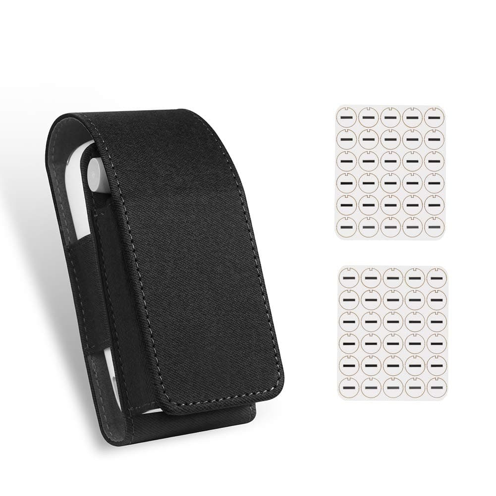 Case Cover PU Leather Carrying Bag Protective Holder for i.q-o3.0 with 2 Pack Oil Absorb Gaskets (Black)