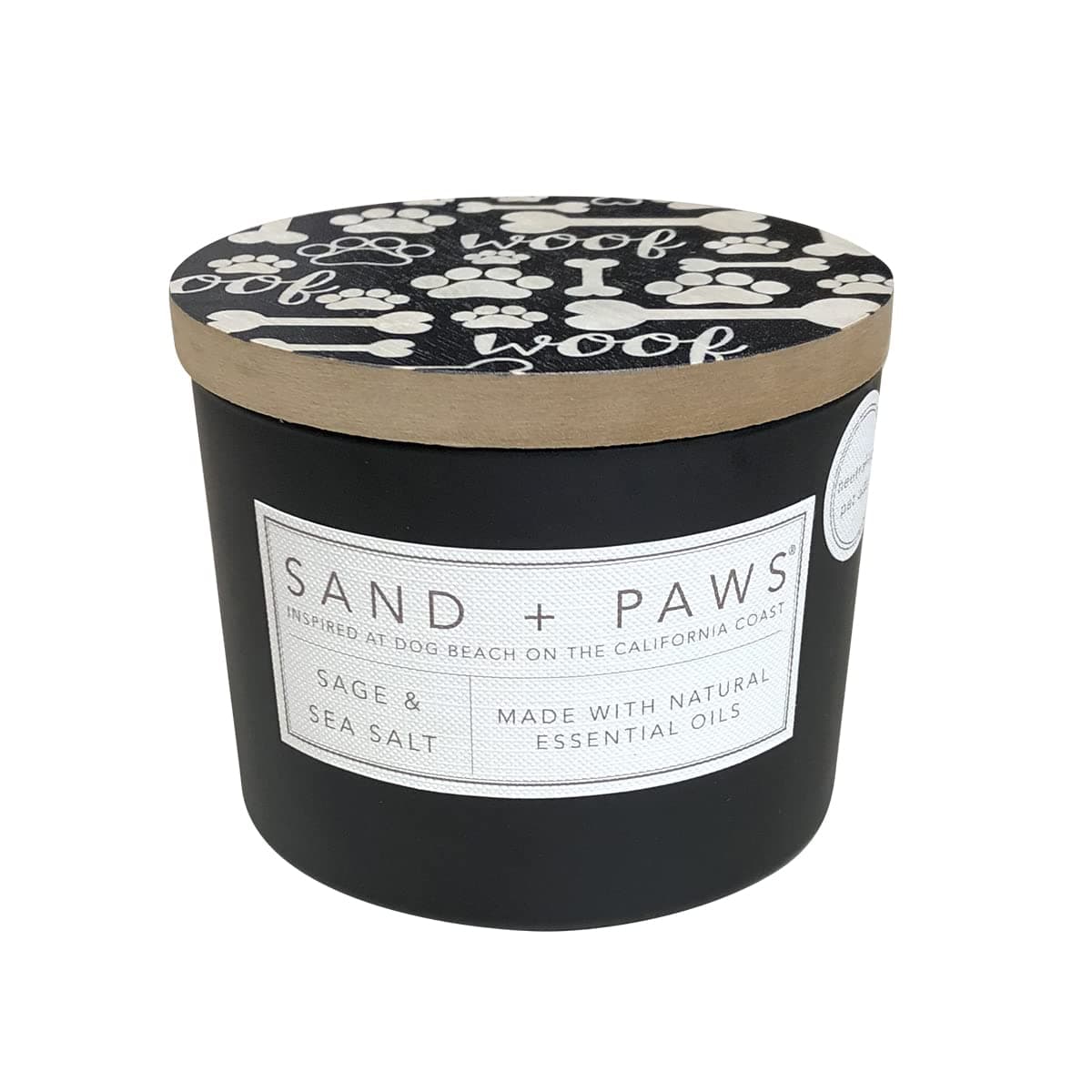 Sand + Paws Scented Candle - Sage & Sea Salt - Additional Scents and Sizes –Luxurious Air Freshening Jar Candles Neutralize pet Odors and Enhance Home décor – 100% Cotton Lead-Free Wicks - 12 oz