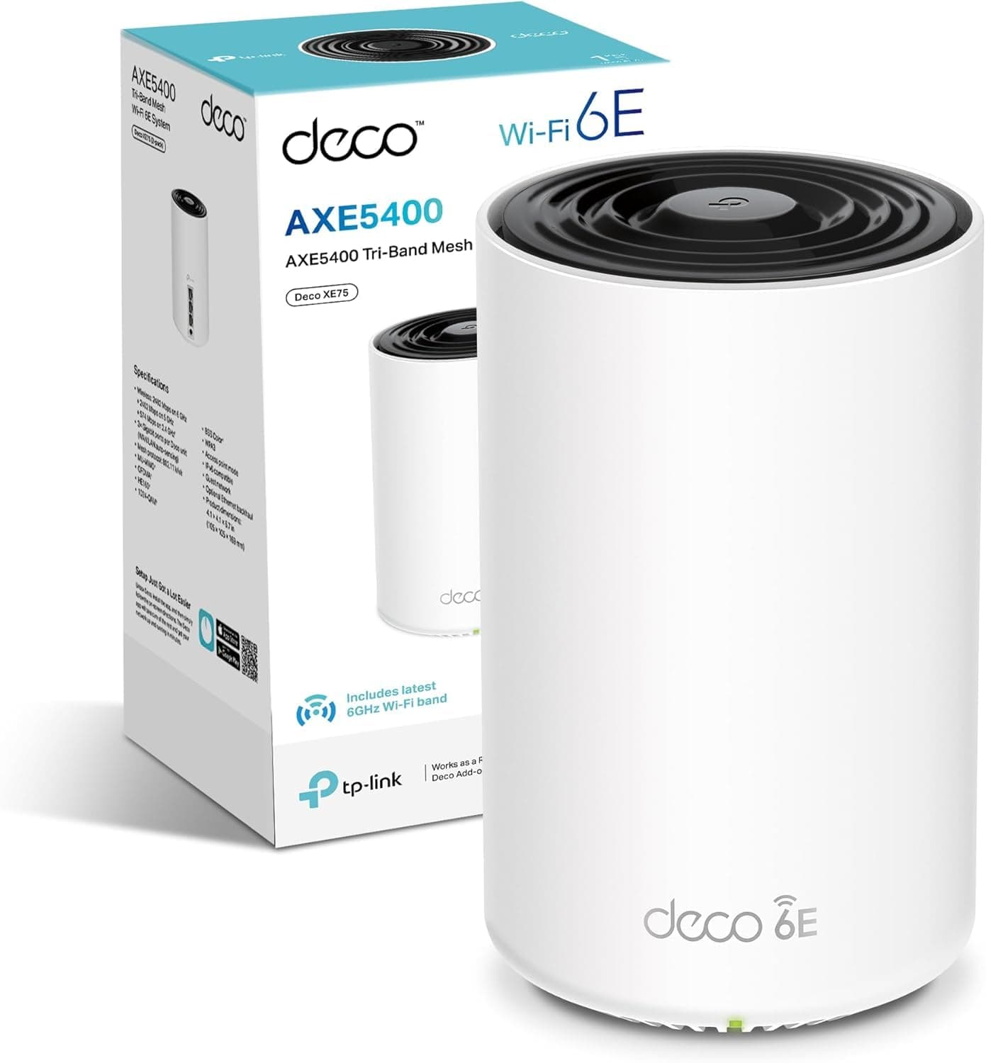 Deco XE75 AXE5400Mbps WiFi 6E Mesh System, 8K/4K Streaming, Online Meeting, AI-Driven Mesh, Deco Extender, Covers 2,900 ft2, Connect 200 Devices, Alexa, Easy Setup, Homeshield