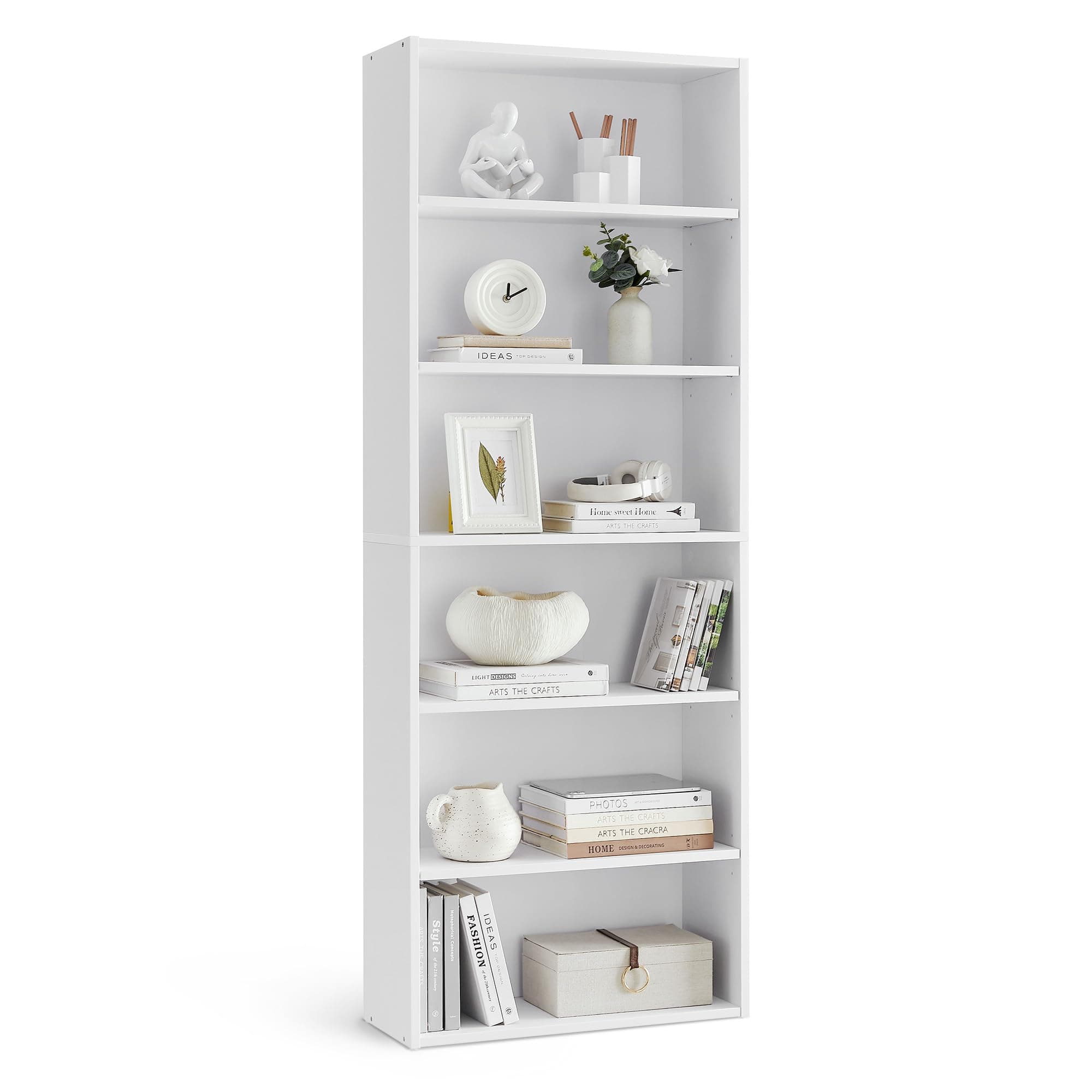 VASAGLE CUSTOS Collection - Bookshelf, 6-Tier Bookcase, Book Shelf, Open Storage Shelf, 9.4 x 23.6 x 63.3 Inches, for Living Room, Home Office, Dinning Room, Cloud White ULBC166T14
